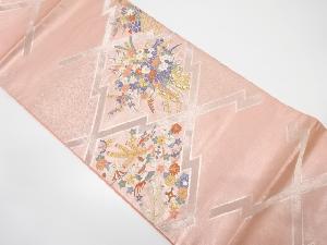 松皮菱に花車・宝尽くし模様織り出し袋帯